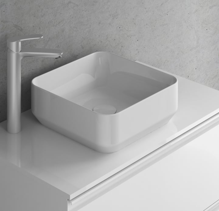 Conjunto mueble de baño con lavabo sobre encimera Nara Top Amizuva detalle 3