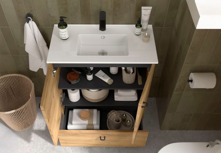 Conjunto mueble de baño fondo reducido 35 cm Inara Salgar detalle 4