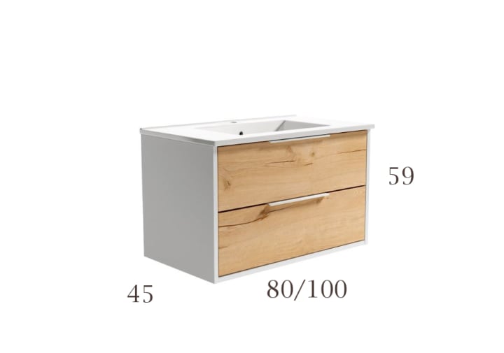Mueble de baño con encimera de madera Duox Bruntec croquis 3