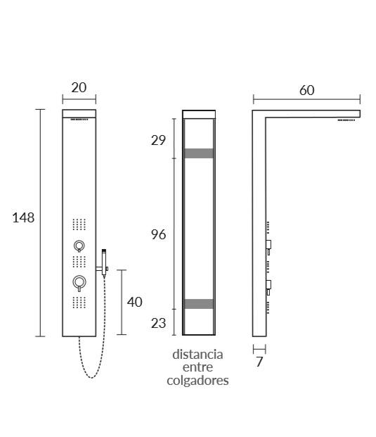 Columna de ducha hidromasaje Mizu Sagobar croquis 1