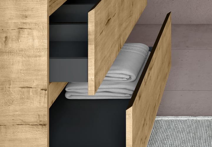 Mueble de baño con encimera de madera Roma Bruntec detalle 11