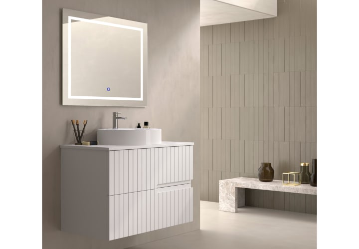 Mueble de baño con encimera piedra compactada blanca Ebi Bruntec colores principal 1