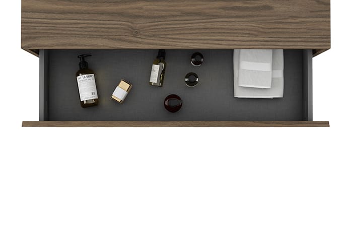 Mueble de baño con encimera HPL resina 10 cm acabado marmoleado Cala con cajonera Nomad Visobath detalle 17