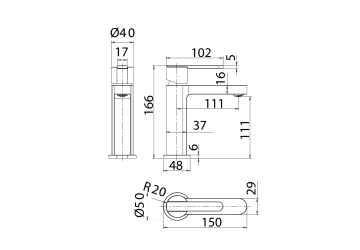 Grifo de lavabo Roma Imex croquis 9