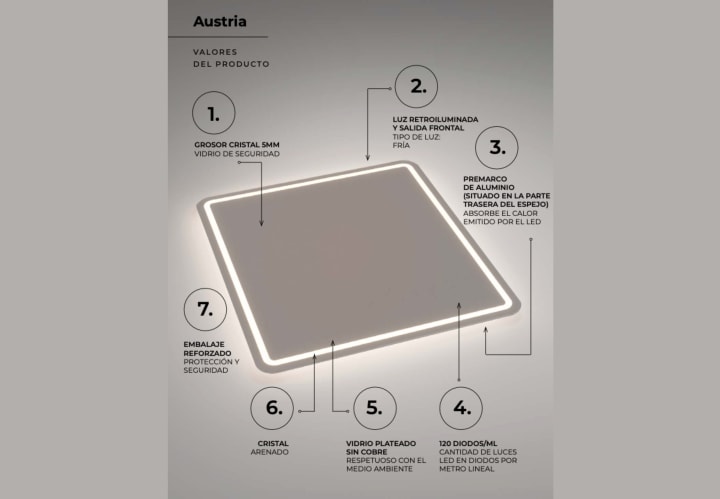 Espejo de baño con luz LED Austria Ledimex detalle 7