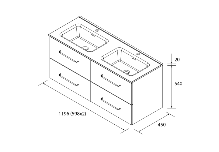 Conjunto mueble de baño Morai Salgar croquis 4