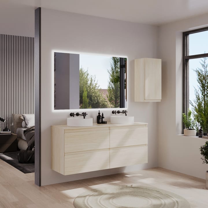 Mueble de baño color madera con encimera de madera Vilma Bruntec principal 3