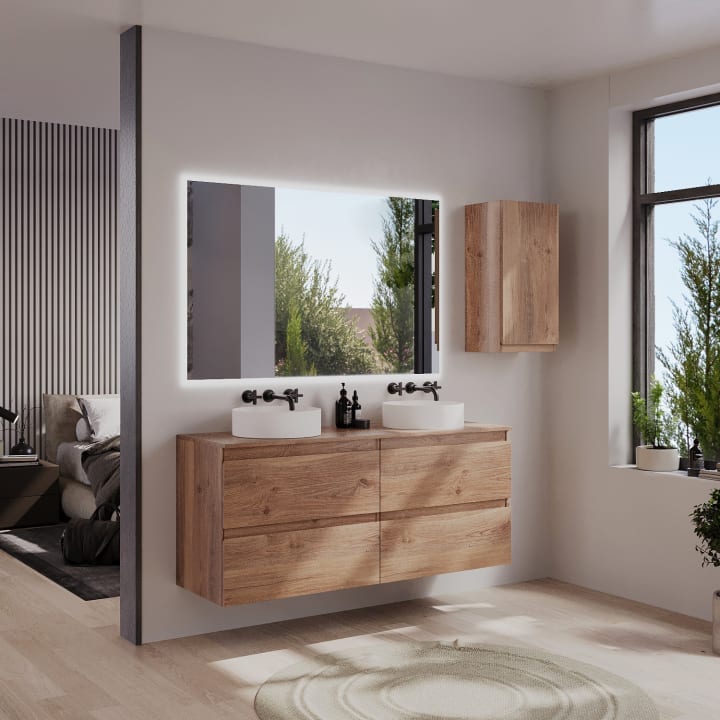 Mueble de baño color madera con encimera de madera Vilma Bruntec principal 1