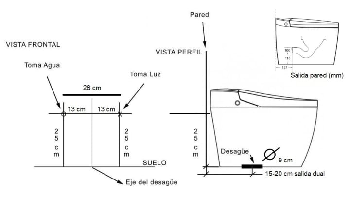Inodoro japonés inteligente Aldara New Nashi croquis 7
