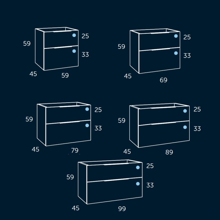 Mueble de baño Galsaky de Coycama croquis 11