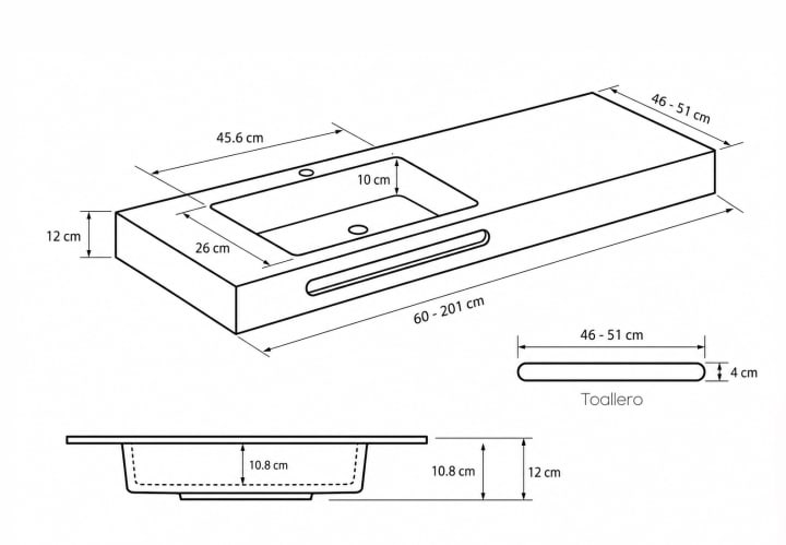 Lavabo suspendido Ideal Bruntec croquis 5