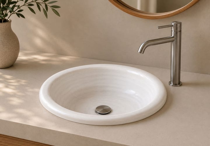 Lavabo de mármol natural Macael Bruntec detalle 2