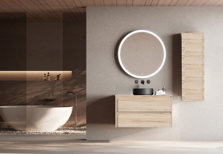 Mueble de baño con encimera de madera Indico Viso principal 3