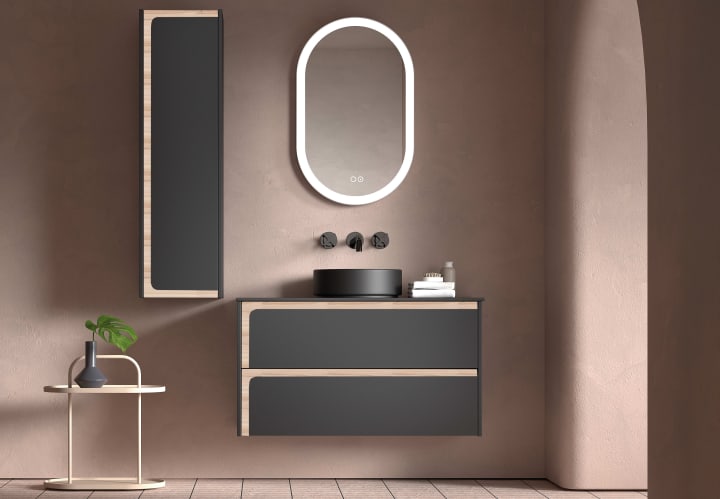 Mueble de baño con encimera de madera Indico Viso principal 1