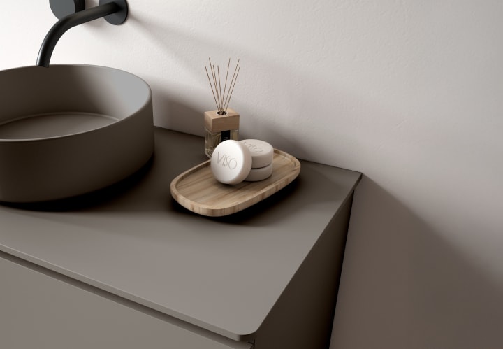 Mueble de baño con encimera de madera Indico Viso detalle 10