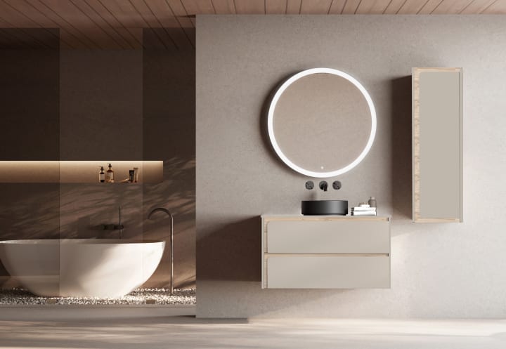 Mueble de baño con encimera de madera Indico Viso principal 4