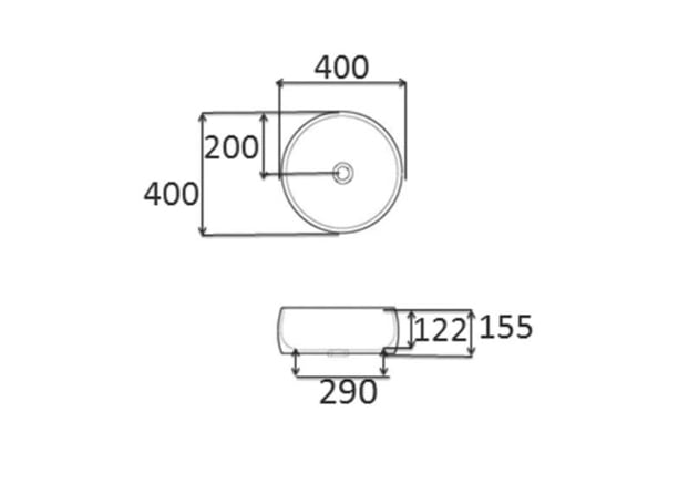 Lavabo sobre encimera Low Bruntec croquis 3
