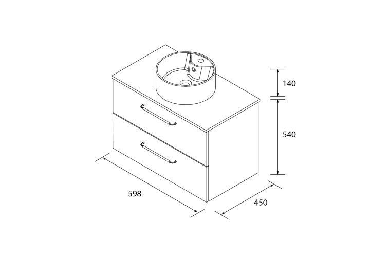 Conjunto mueble de baño con lavabo sobre encimera Moria Salgar croquis 8