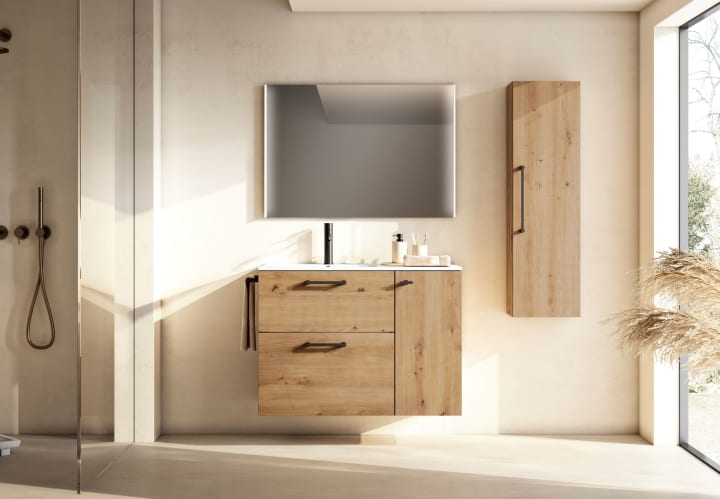 Conjunto mueble de baño suspendido con lavabo Flat Verso Viso ambiente 14
