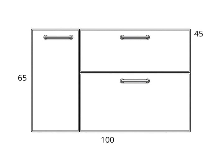 Conjunto mueble de baño suspendido con lavabo Flat Verso Viso croquis 15