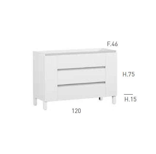 Mueble de baño con encimera de madera Kloe Campoaras croquis 3