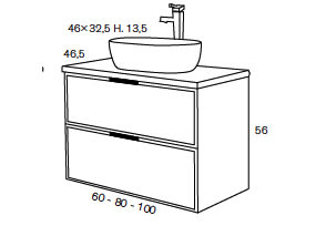 Conjunto mueble de baño Kubik Sanchis croquis 6