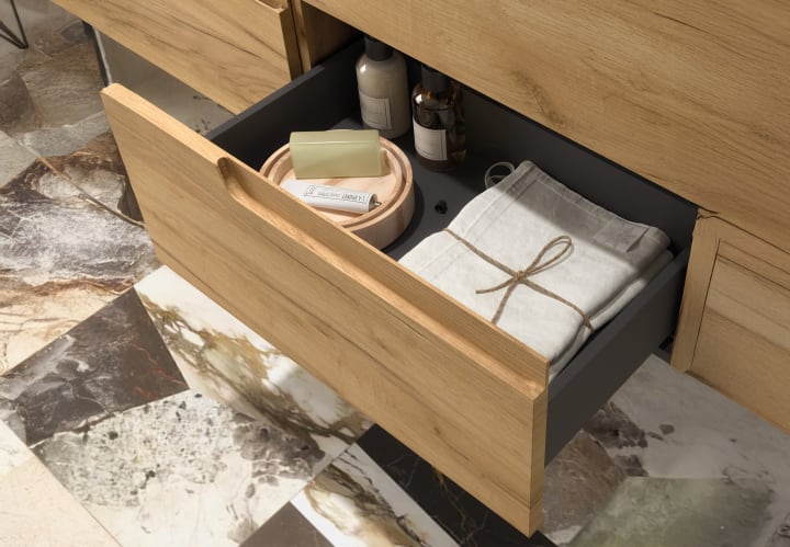 Mueble de baño con encimera del mismo color que el mueble Vima Salgar detalle 4