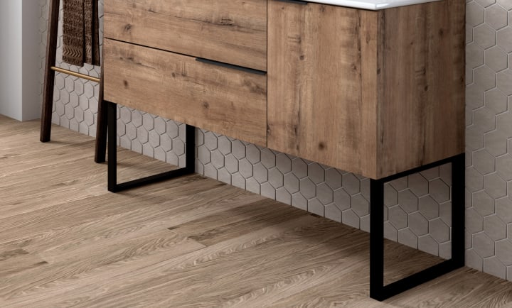 Mueble de baño con encimera de Solid Surface Coban Bruntec detalle 2