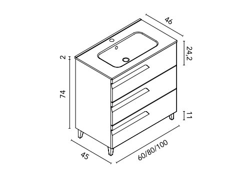 Conjunto mueble de baño Vitale Royo croquis 11