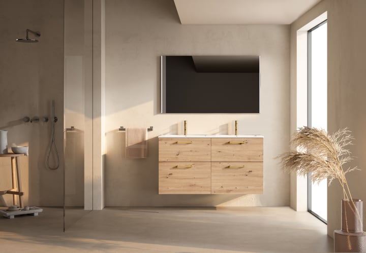 Conjunto mueble de baño suspendido con lavabo Flat Verso Viso principal 1