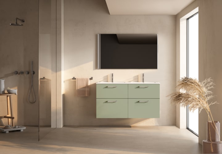 Conjunto mueble de baño suspendido con lavabo Flat Verso Viso principal 4