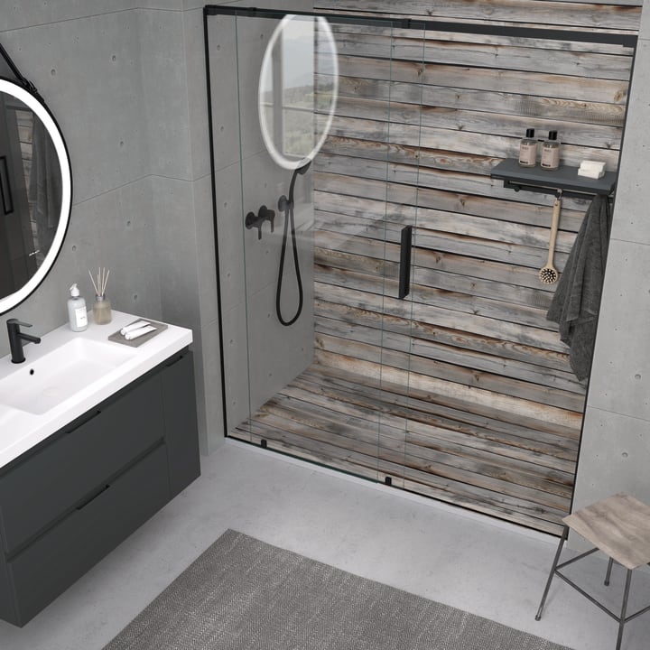 Platos de ducha de resina decorados Design 3D Madera Rústica Bruntec ambiente 9