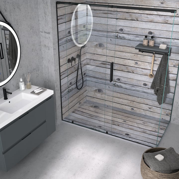 Platos de ducha de resina decorados Design 3D Madera Rústica Bruntec ambiente 12