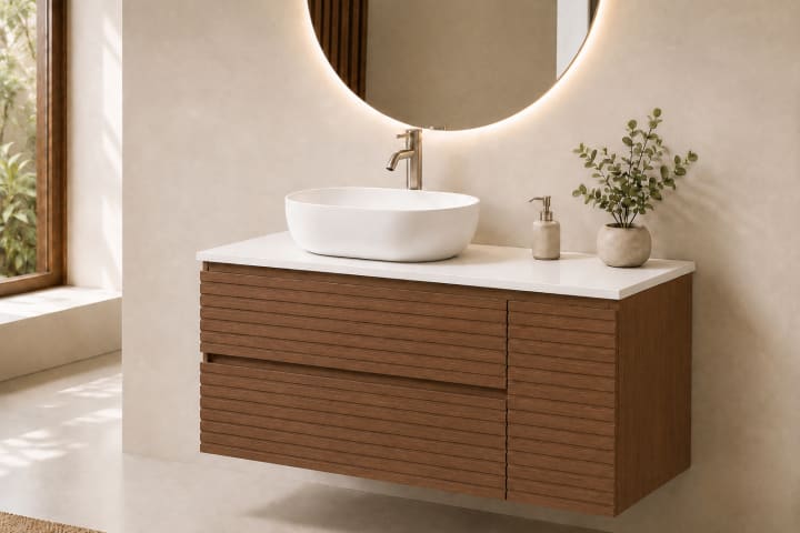 Mueble de baño Alpes 21 Bruntec con encimera Solid Surface blanca principal 3
