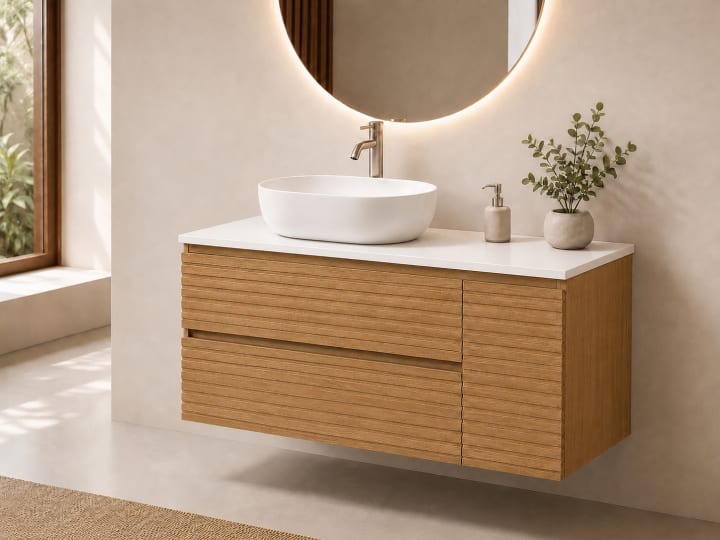 Mueble de baño Alpes 21 Bruntec con encimera Solid Surface blanca principal 1