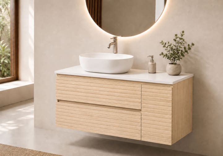 Mueble de baño Alpes 21 Bruntec con encimera Solid Surface blanca principal 2