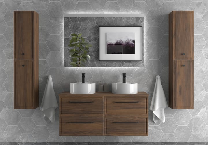 Conjunto mueble de baño Runa Salgar con lavabo sobre encimera principal 4