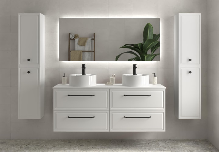 Conjunto mueble de baño Runa Salgar con lavabo sobre encimera principal 2