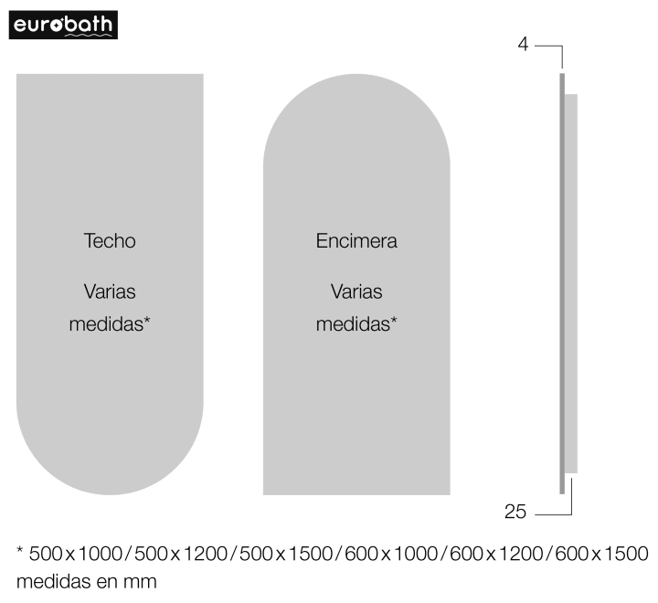 Espejo de baño con luz LED Mauricio de Eurobath croquis 5