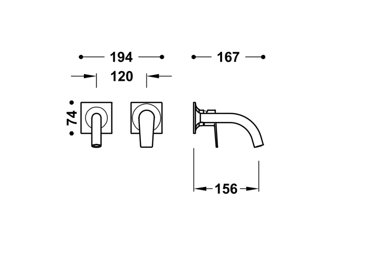 Grifo de lavabo empotrado Project Tres croquis 13