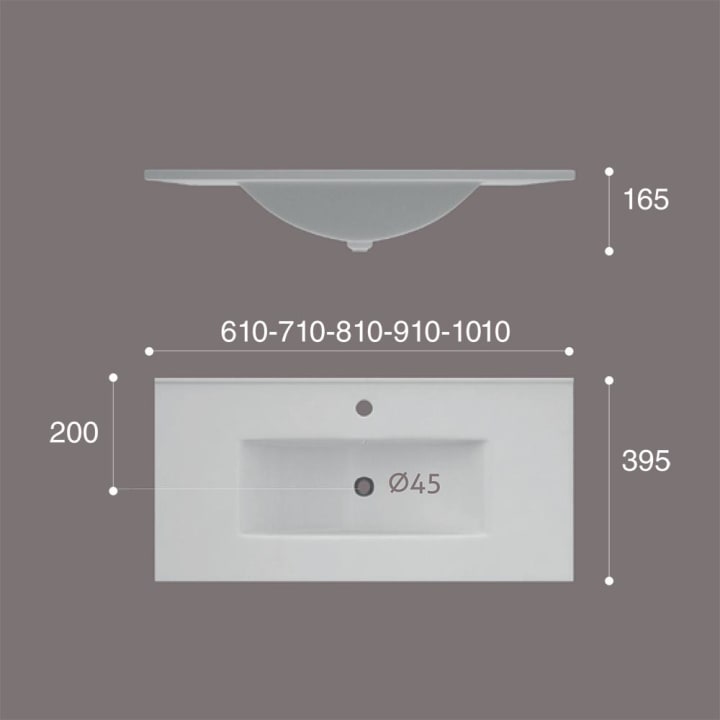 Lavabo encastrado Fondo reducido Thin Art and Bath croquis 1