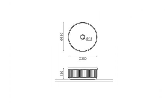 Lavabo sobre encimera Striae Bathco croquis 3