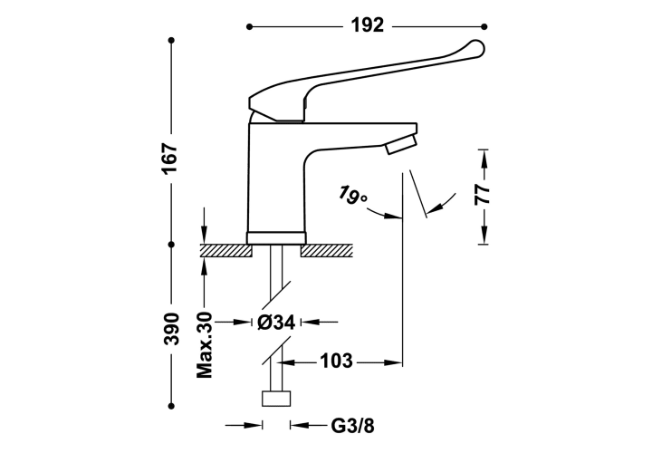 Grifo de lavabo PMR Medical de Tres croquis 1