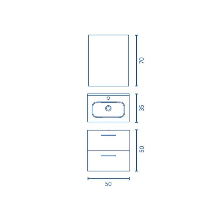 Conjunto completo mueble de baño fondo reducido 35 cm Hone Amizuva croquis 13