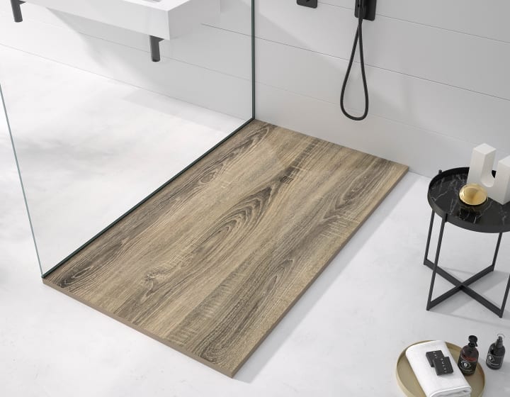 Platos de ducha de resina decorado Stone 3D Madera Bruntec principal 2