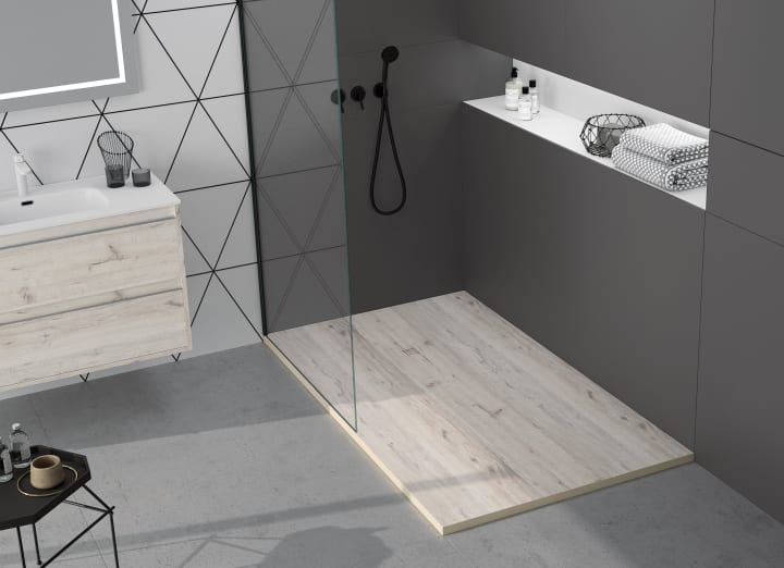 Platos de ducha de resina decorado Stone 3D Madera Bruntec principal 5