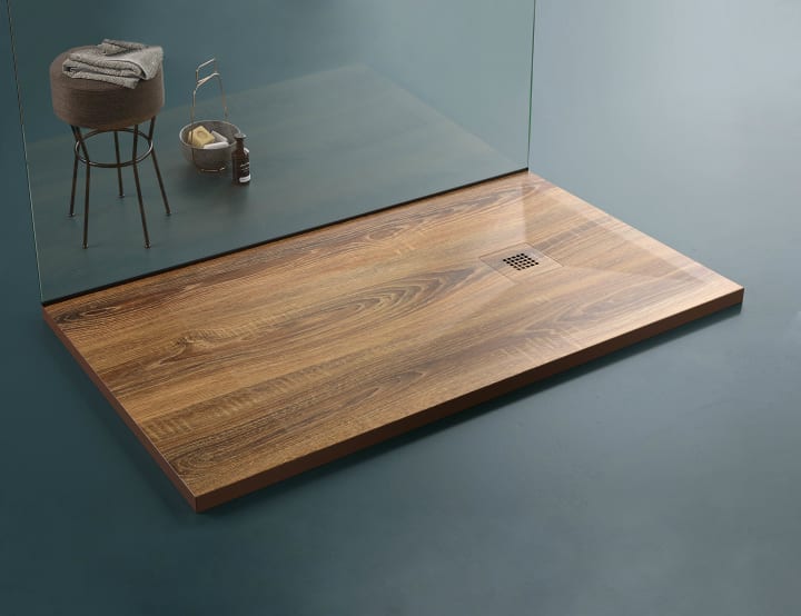 Platos de ducha de resina decorado Stone 3D Madera Bruntec principal 1
