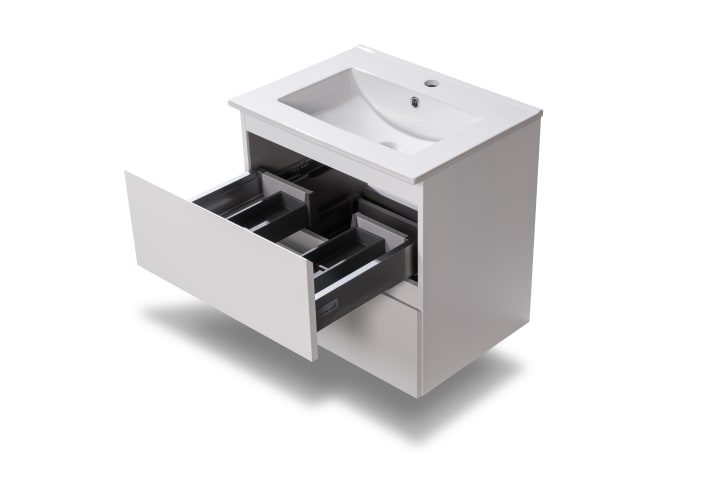 Conjunto de mueble de baño pequeño Nivo Bruntec 2 cajones suspendido detalle 6