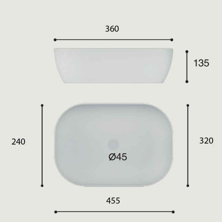 Lavabo sobre encimera Orta Art and Bath croquis 1