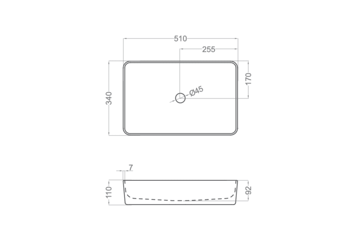Lavabo sobre encimera Curazao Coycama croquis 6